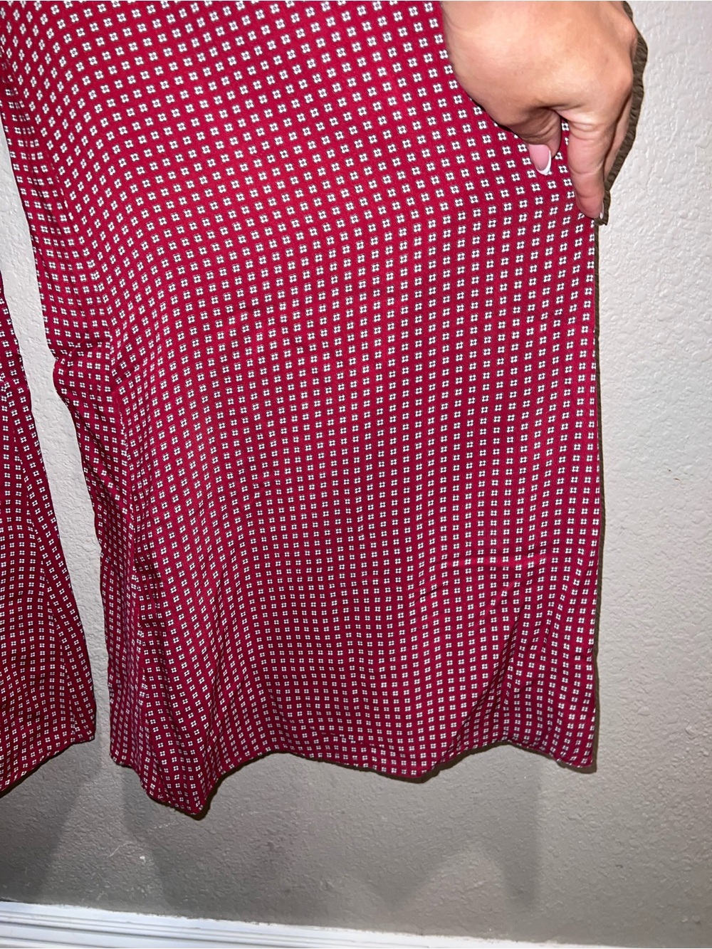 Maeve Anthropologie Red Geometric Floral Halter Wide Leg Jumpsuit Size 2 Rayon - Picture 3 of 14